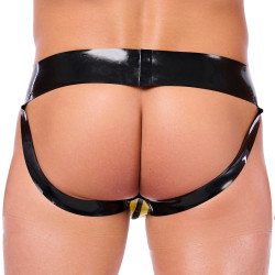 XRUB Latex Jockstrap en latex Xrub avec Zip Noir-Jaune
